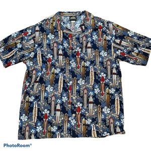 Vintage ODO Hawaiian Shirt Short Sleeve Coton Surf Board Print Men’s XXL EUC